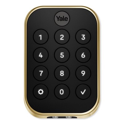 Yale Pro 2 Key Free Pushbutton Keypad Lock, Bluetooth with Wi-Fi Connect Bridge, Lifetime Brass